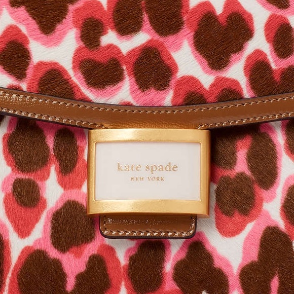 ♠️kate spade Katy Leopard Haircalf Medium Shoulder Bag, Pink Multi NWT - Picture 3 of 8